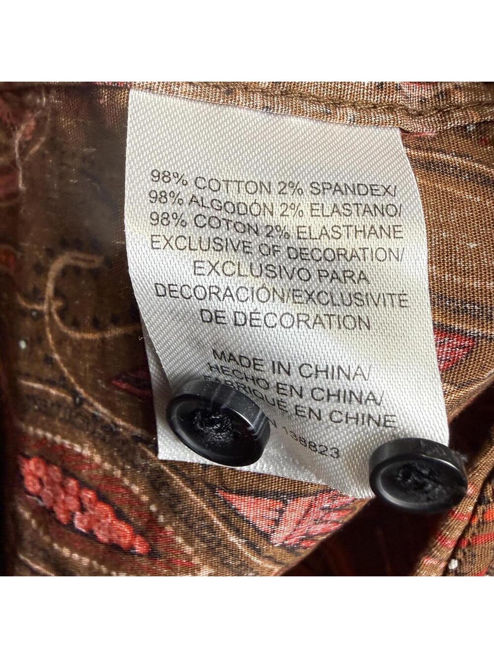 Cody James Cotton Graphic Paisley Print Long Sleeve Button Down Shirt Brown 2XL - Picture 5 of 7